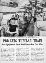 "PRR Gets 'Tubular' Train," Page 1, 1956